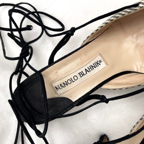 Auc Mannolo Blacknik Lace up heels IT 38,5 - Picture 9 of 14